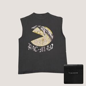 Tupac x Pac-Man Mashup Muscle Tee Faded Black Boxy Large